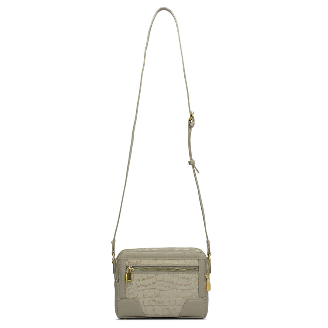 Small Croco Franzy Leather Sling - Frost