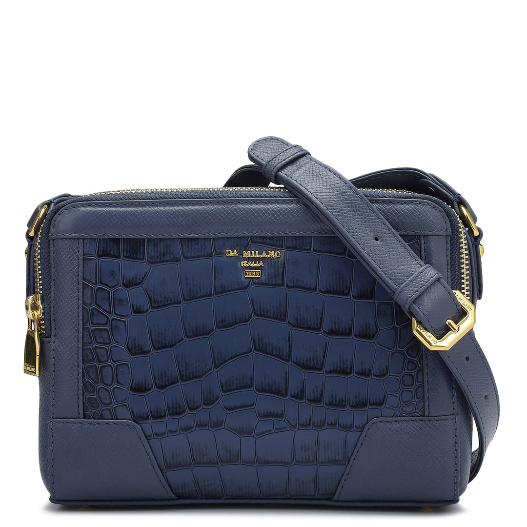 Small Croco Franzy Leather Sling - Stardust