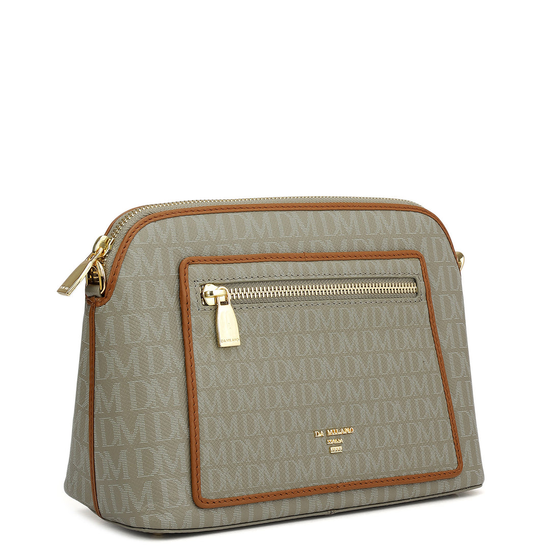 Small Monogram Leather Sling - Stone Grey