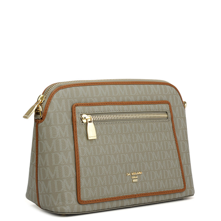 Small Monogram Leather Sling - Stone Grey