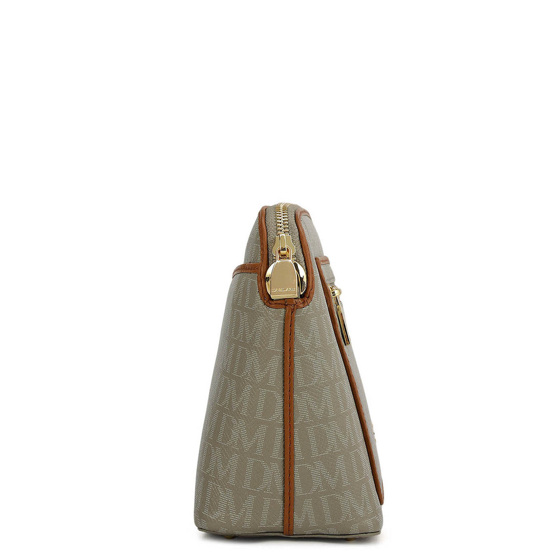 Small Monogram Leather Sling - Stone Grey