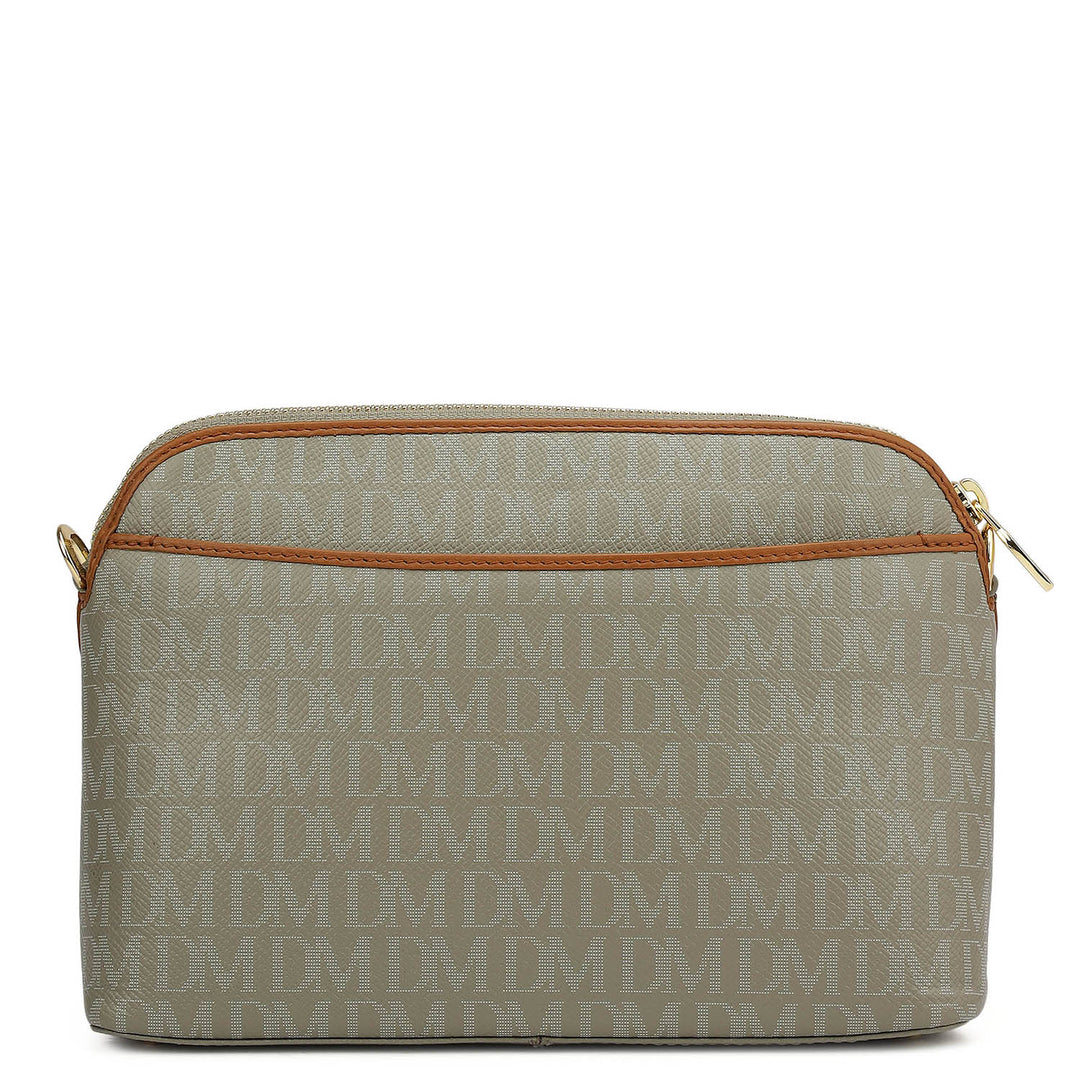 Small Monogram Leather Sling - Stone Grey