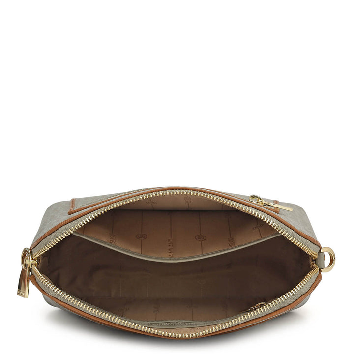 Small Monogram Leather Sling - Stone Grey