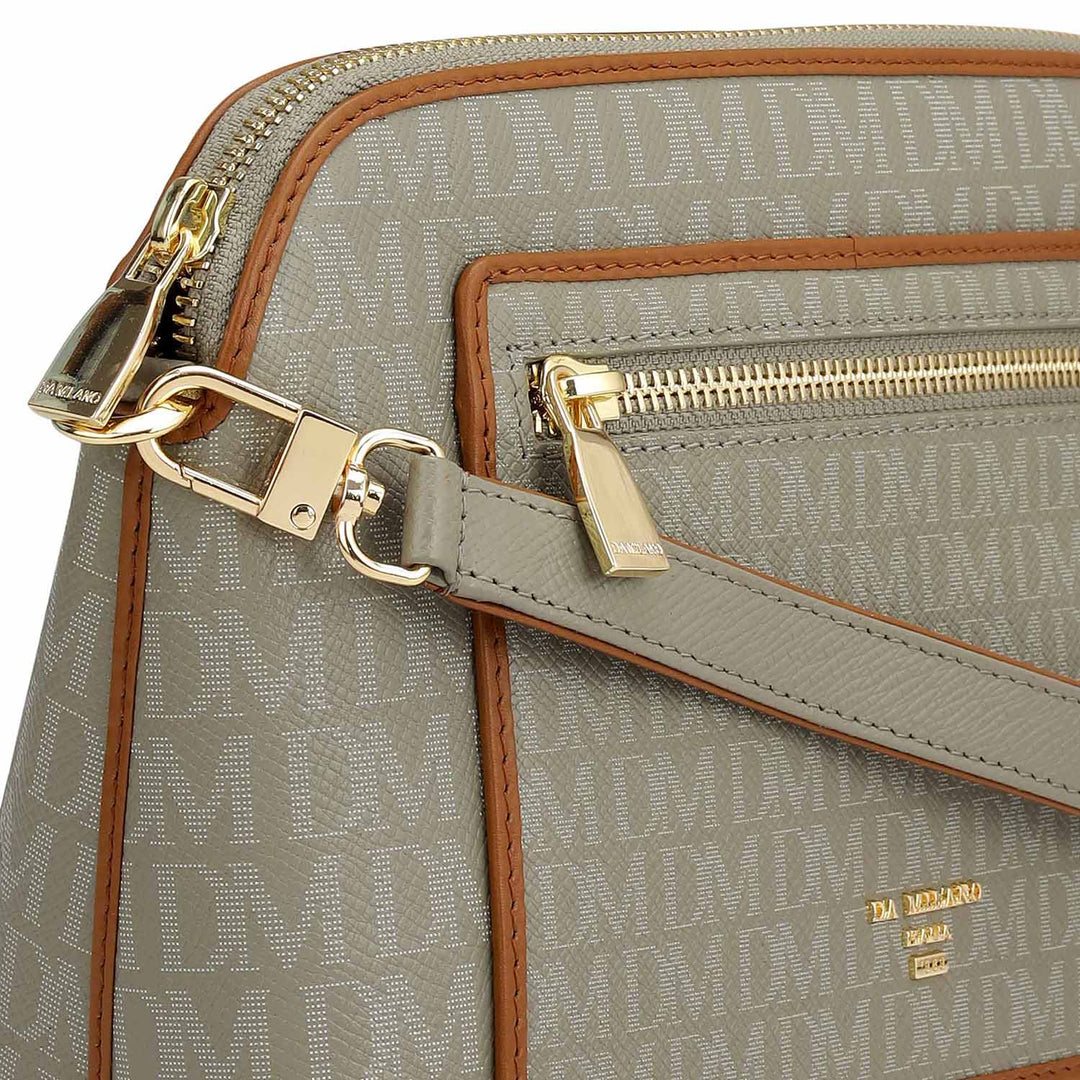 Small Monogram Leather Sling - Stone Grey