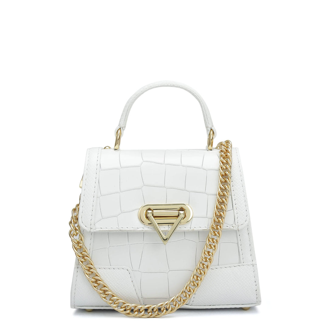 Small Croco Franzy Leather Sling - Snow