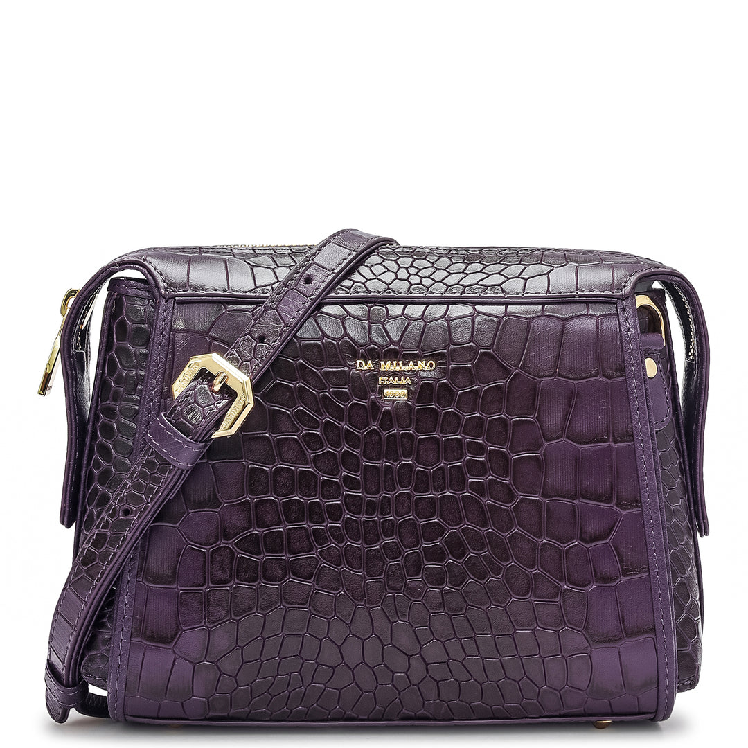 Small Croco Leather Sling - Grapevine