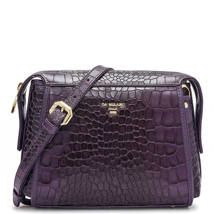 Small Croco Leather Sling - Grapevine