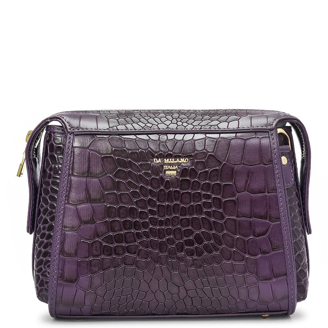 Small Croco Leather Sling - Grapevine