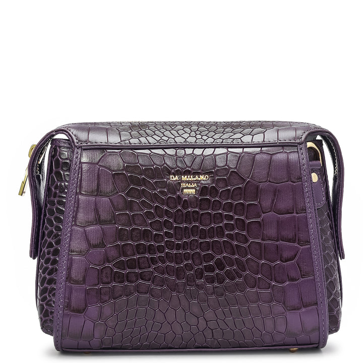 Small Croco Leather Sling - Grapevine