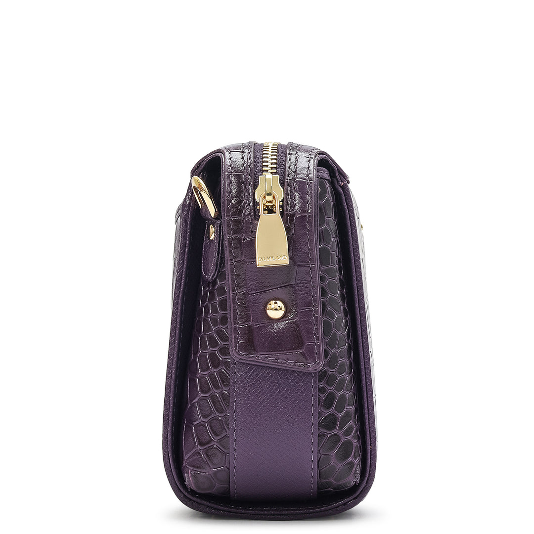 Small Croco Leather Sling - Grapevine