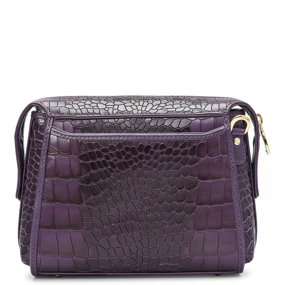 Small Croco Leather Sling - Grapevine