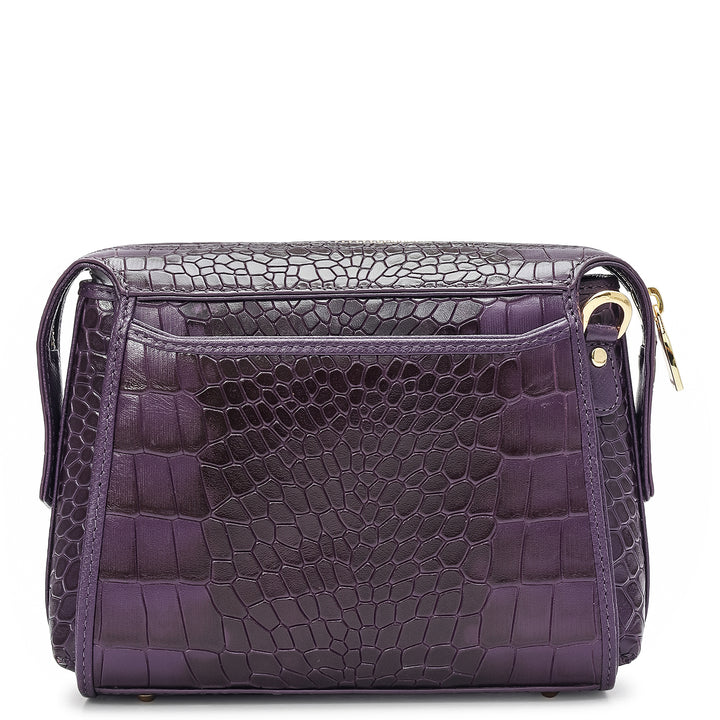 Small Croco Leather Sling - Grapevine