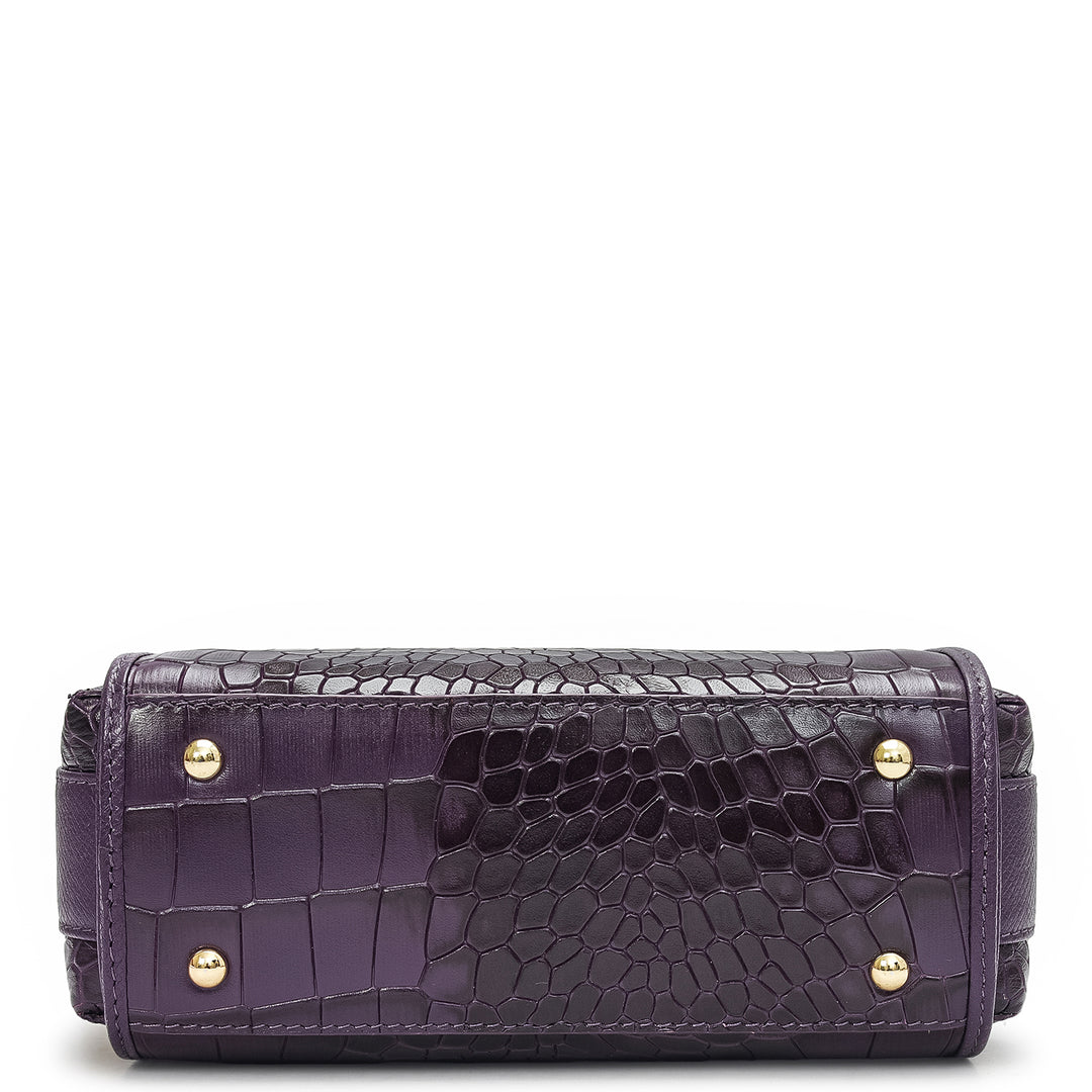 Small Croco Leather Sling - Grapevine