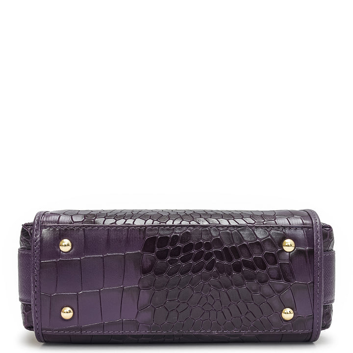 Small Croco Leather Sling - Grapevine