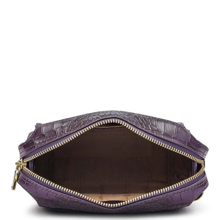 Small Croco Leather Sling - Grapevine