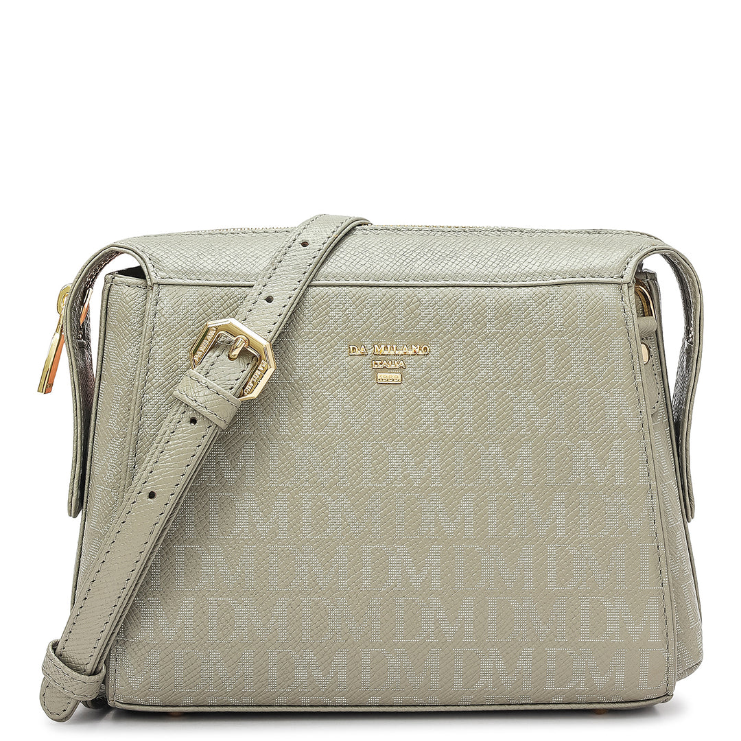 Small Monogram Leather Sling - Stone Grey