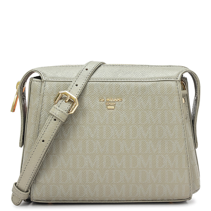 Small Monogram Leather Sling - Stone Grey