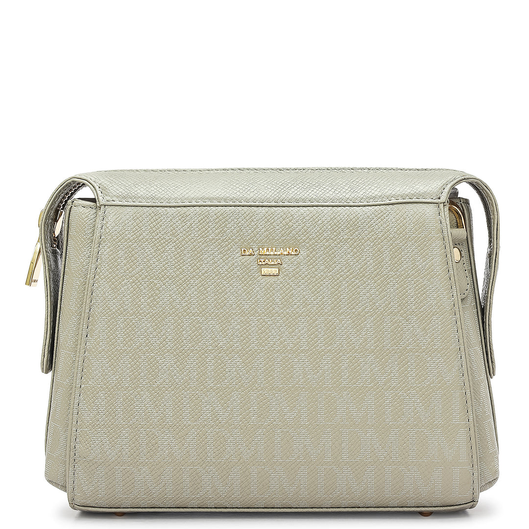 Small Monogram Leather Sling - Stone Grey