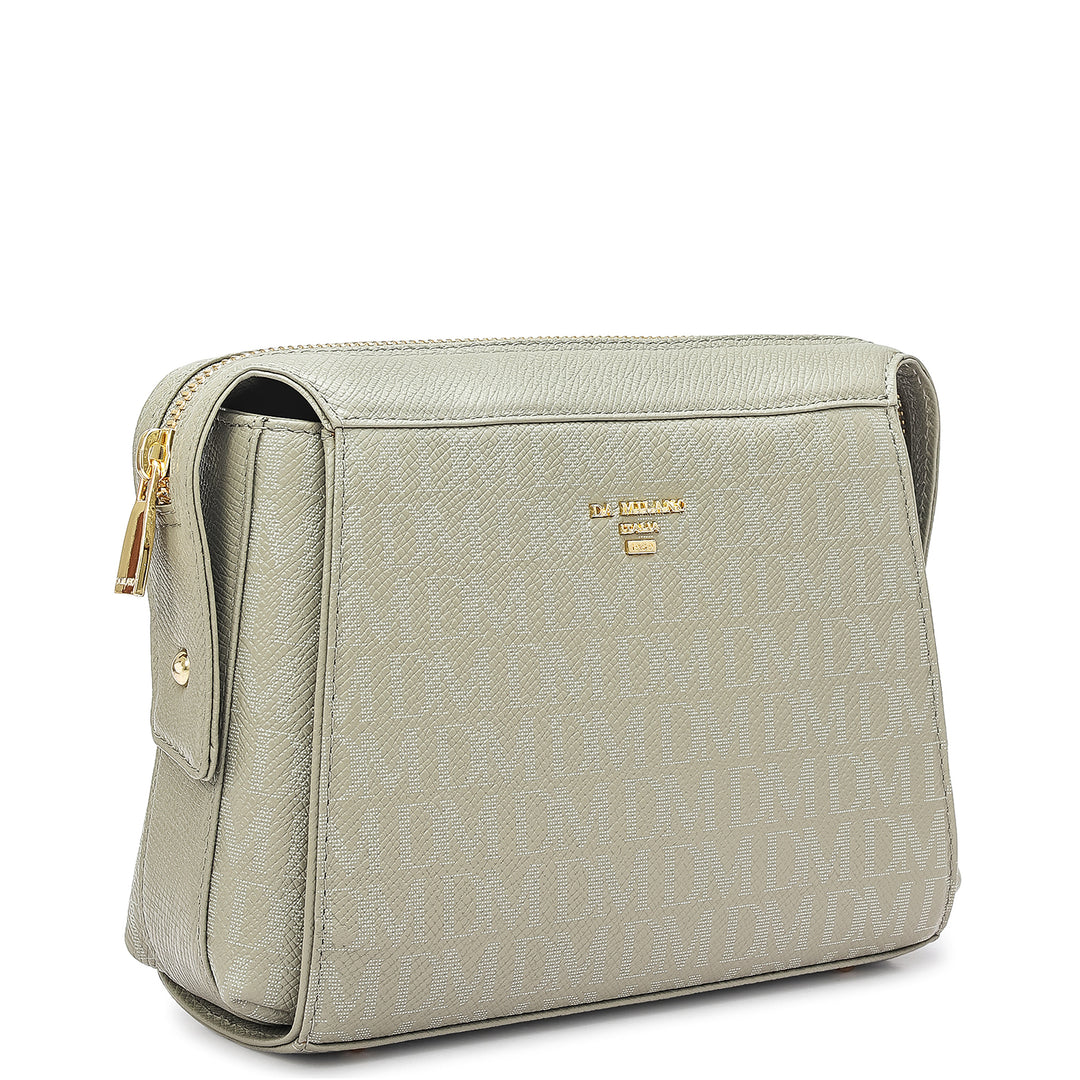 Small Monogram Leather Sling - Stone Grey