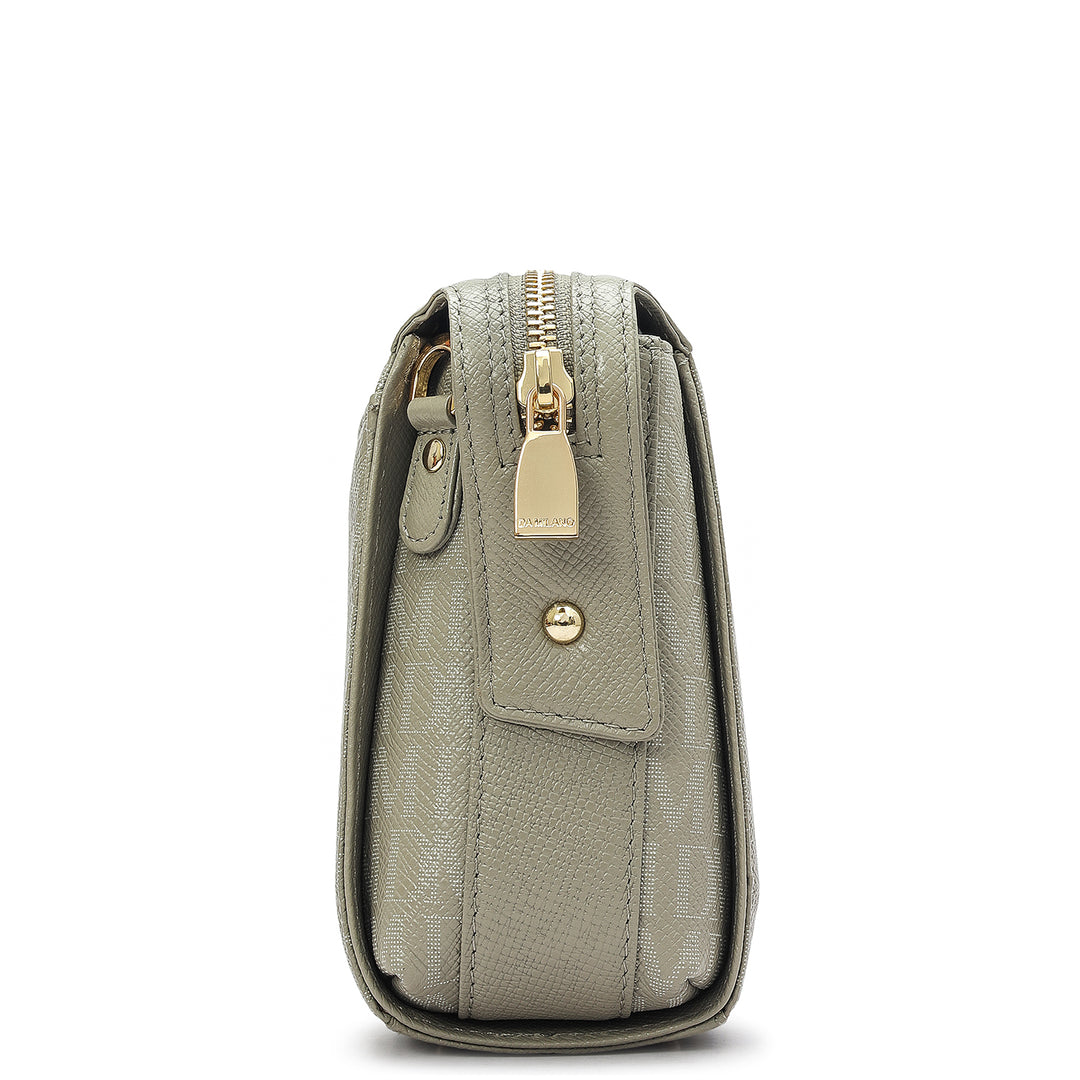 Small Monogram Leather Sling - Stone Grey
