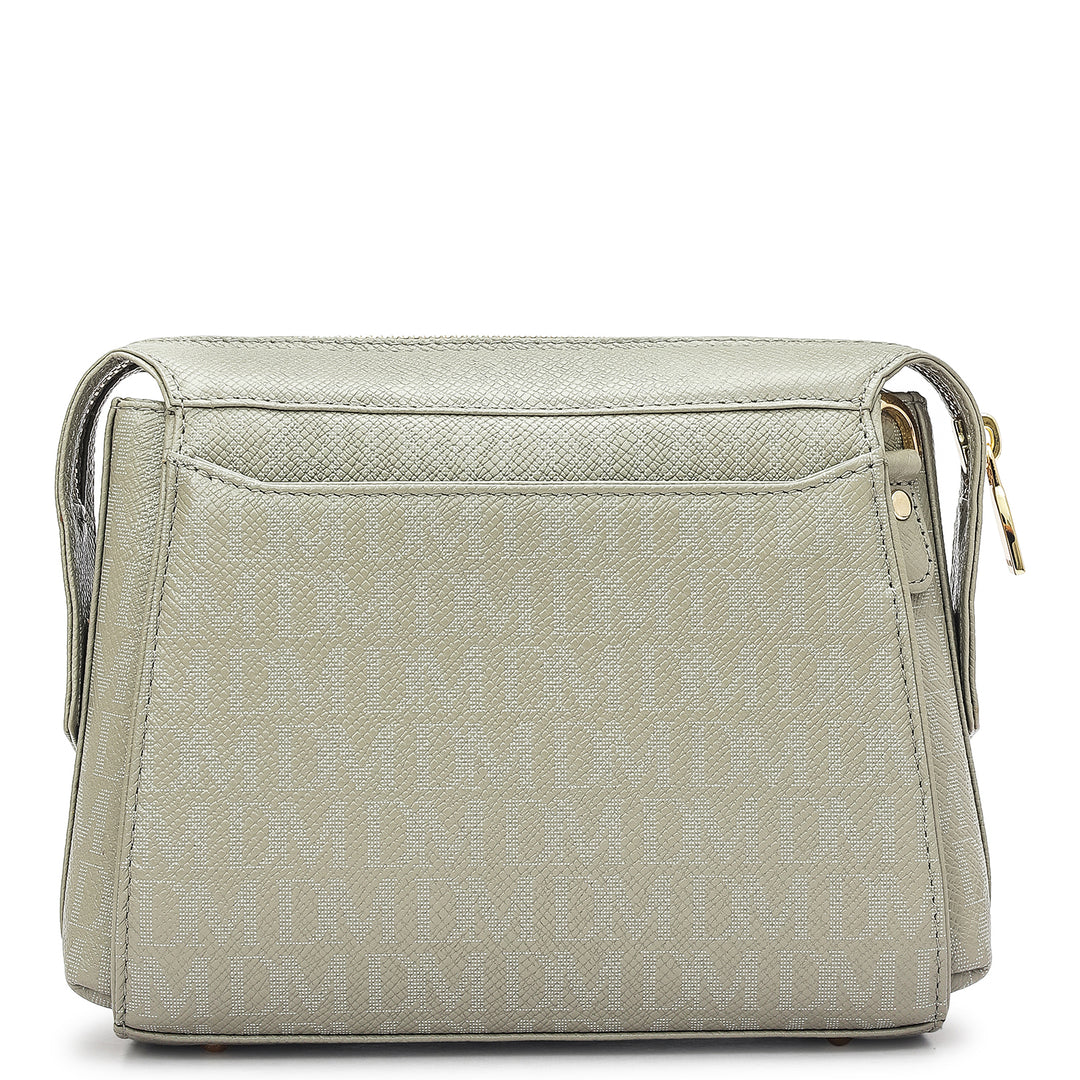 Small Monogram Leather Sling - Stone Grey