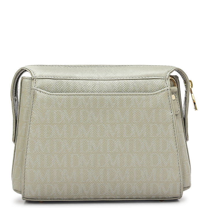 Small Monogram Leather Sling - Stone Grey