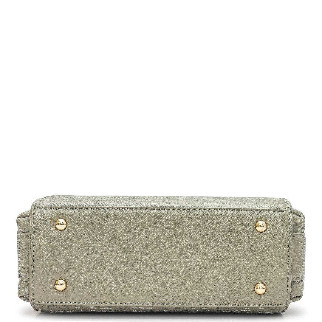 Small Monogram Leather Sling - Stone Grey