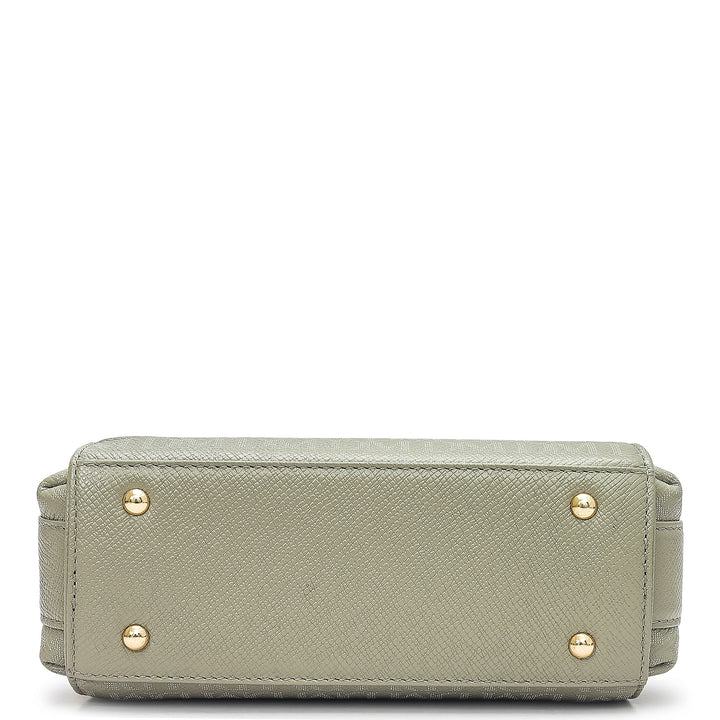 Small Monogram Leather Sling - Stone Grey