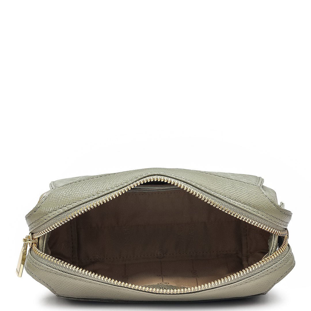 Small Monogram Leather Sling - Stone Grey