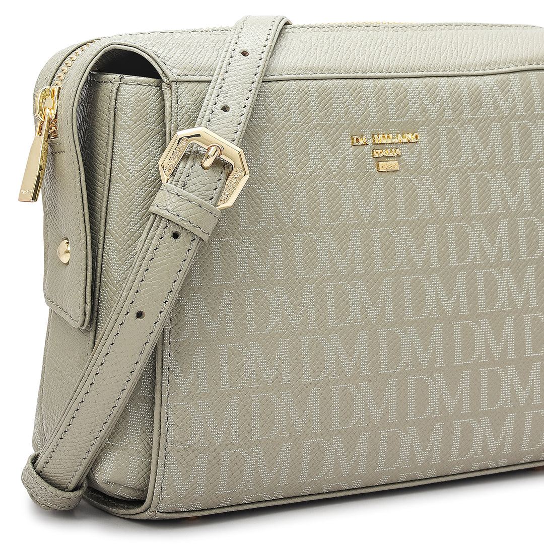 Small Monogram Leather Sling - Stone Grey