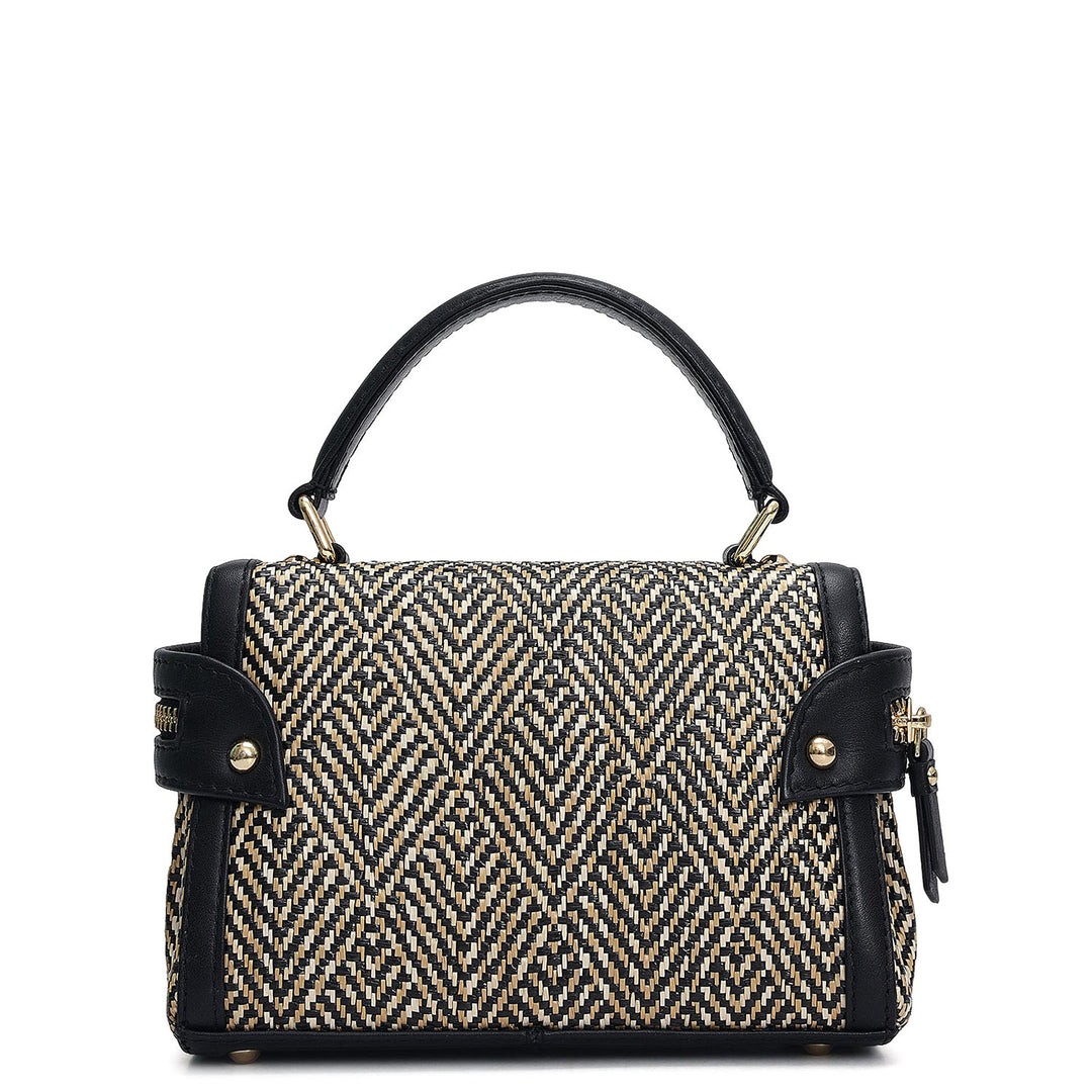 Small Canvas Leather Sling - Beige & Black