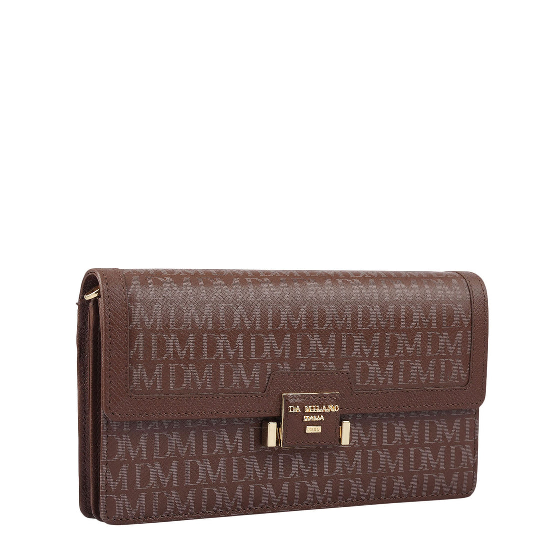 Monogram Leather Ladies Wallet - Brown