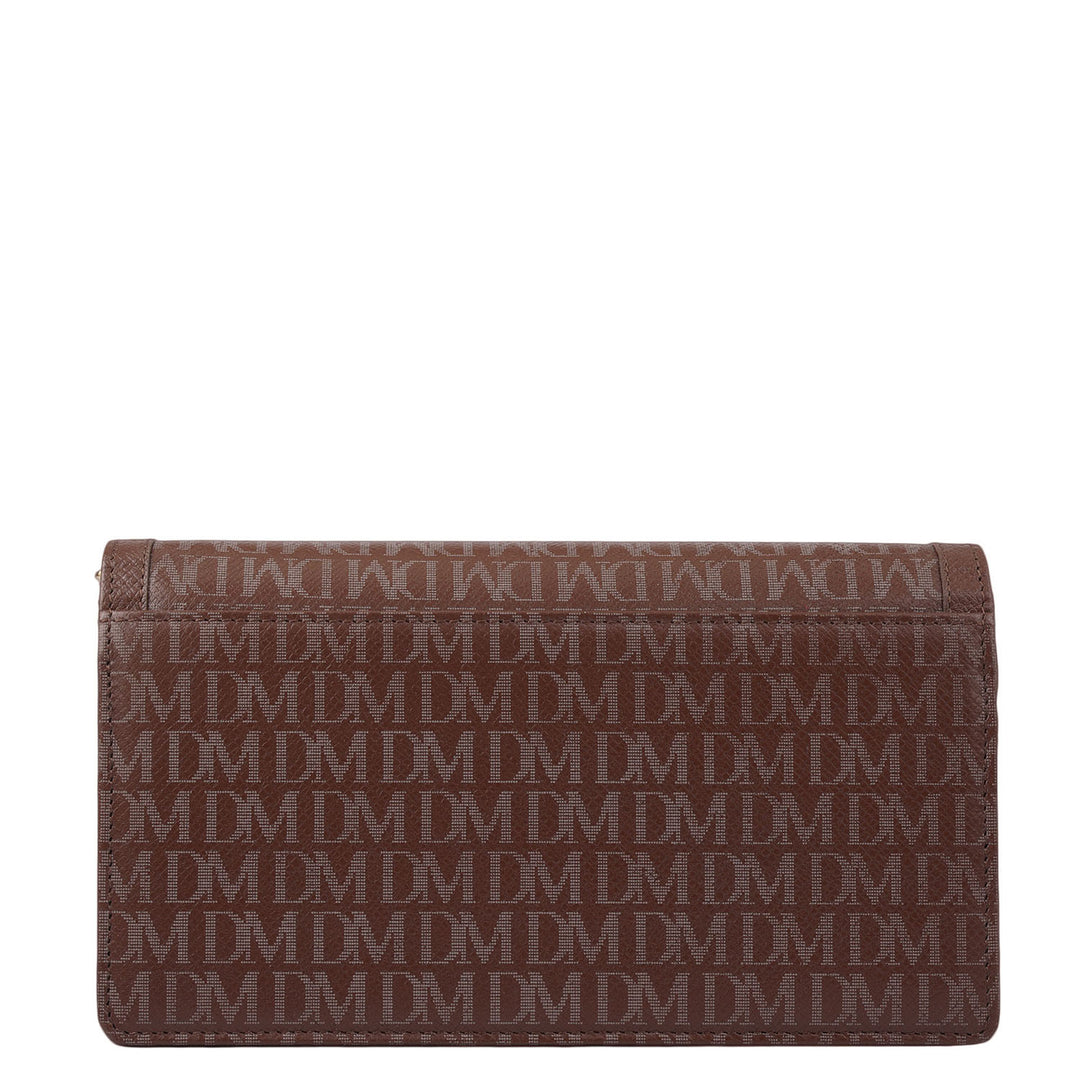 Monogram Leather Ladies Wallet - Brown