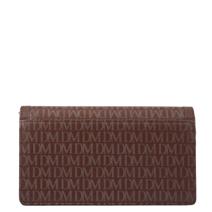 Monogram Leather Ladies Wallet - Brown