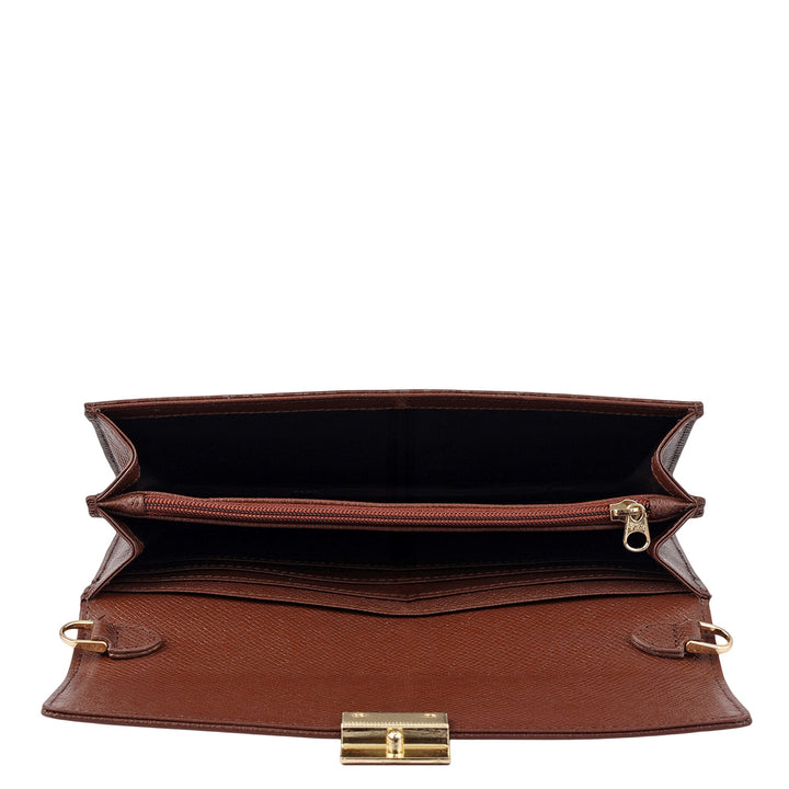 Monogram Leather Ladies Wallet - Brown