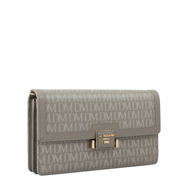 Monogram Leather Ladies Wallet - Grey