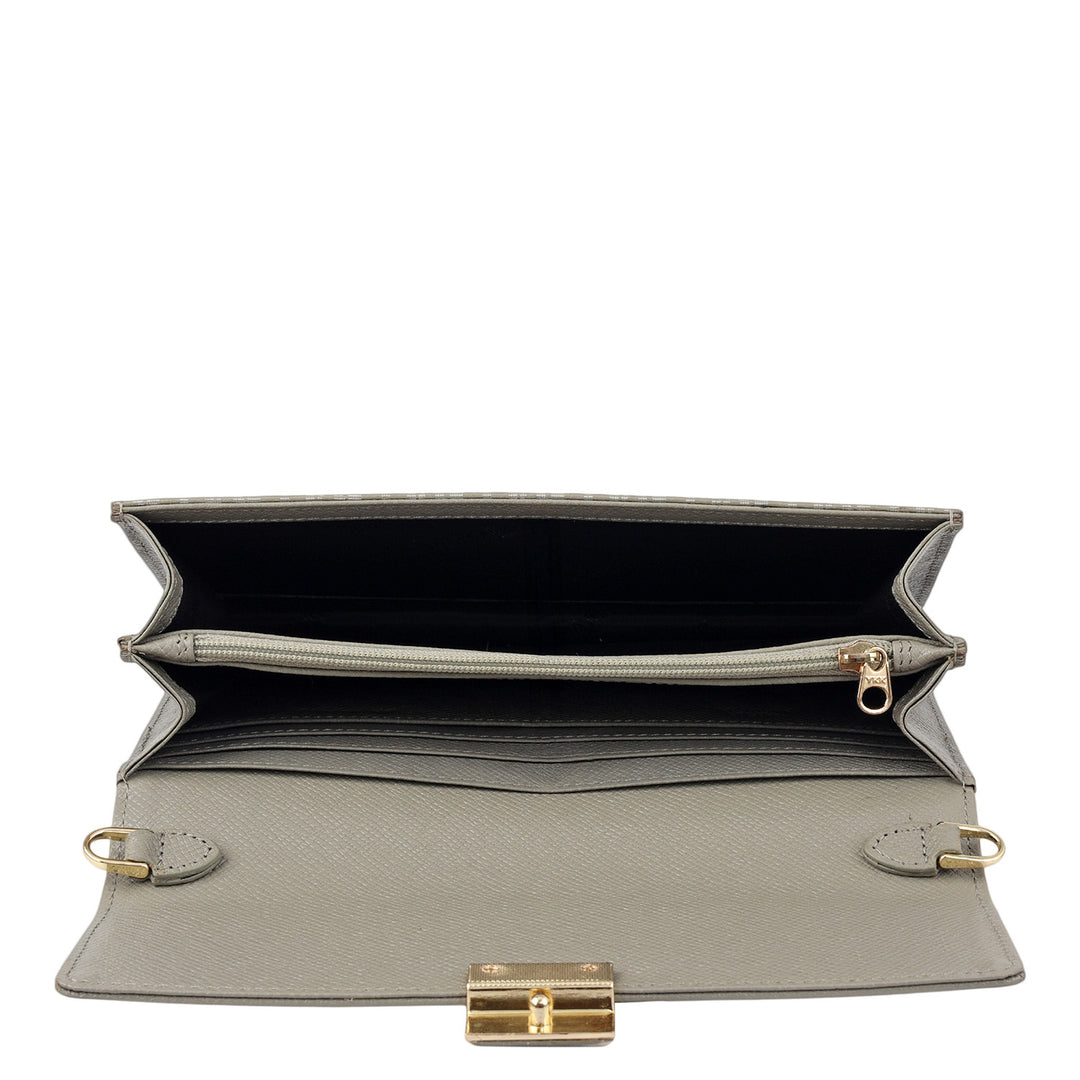 Monogram Leather Ladies Wallet - Grey