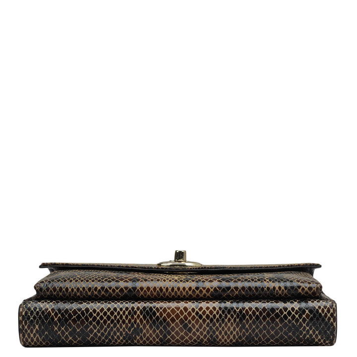 Snake Leather Ladies Sling Wallet - Brown