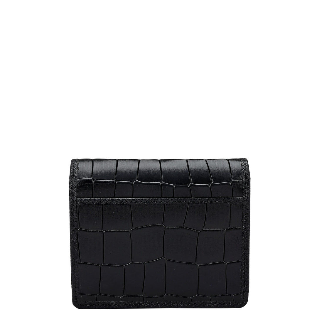 Croco Leather Ladies Sling Wallet - Black