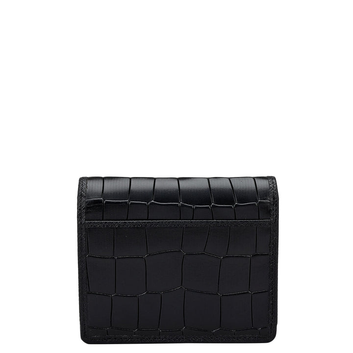 Croco Leather Ladies Sling Wallet - Black