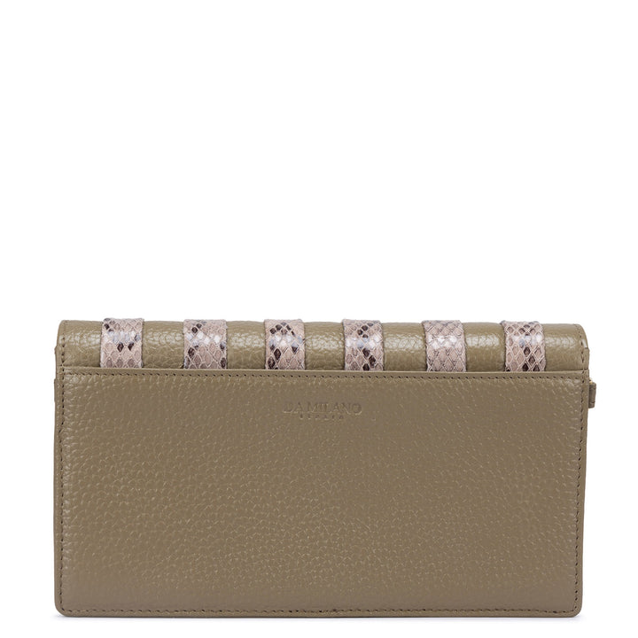 Snake Wax Leather Ladies Sling Wallet - Olive