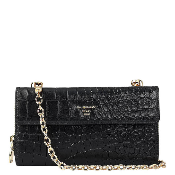 Croco Leather Ladies Wallet - Black