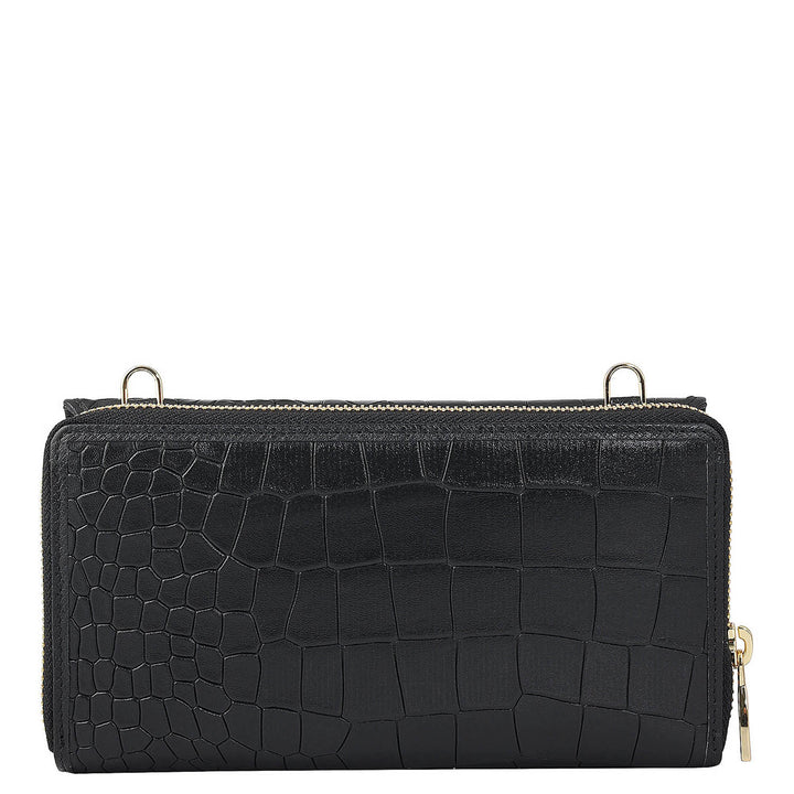 Croco Leather Ladies Wallet - Black
