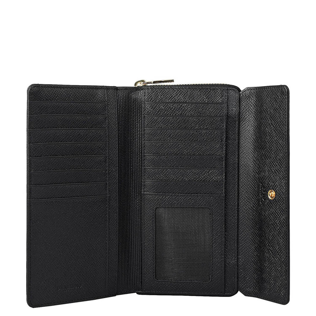 Croco Leather Ladies Wallet - Black