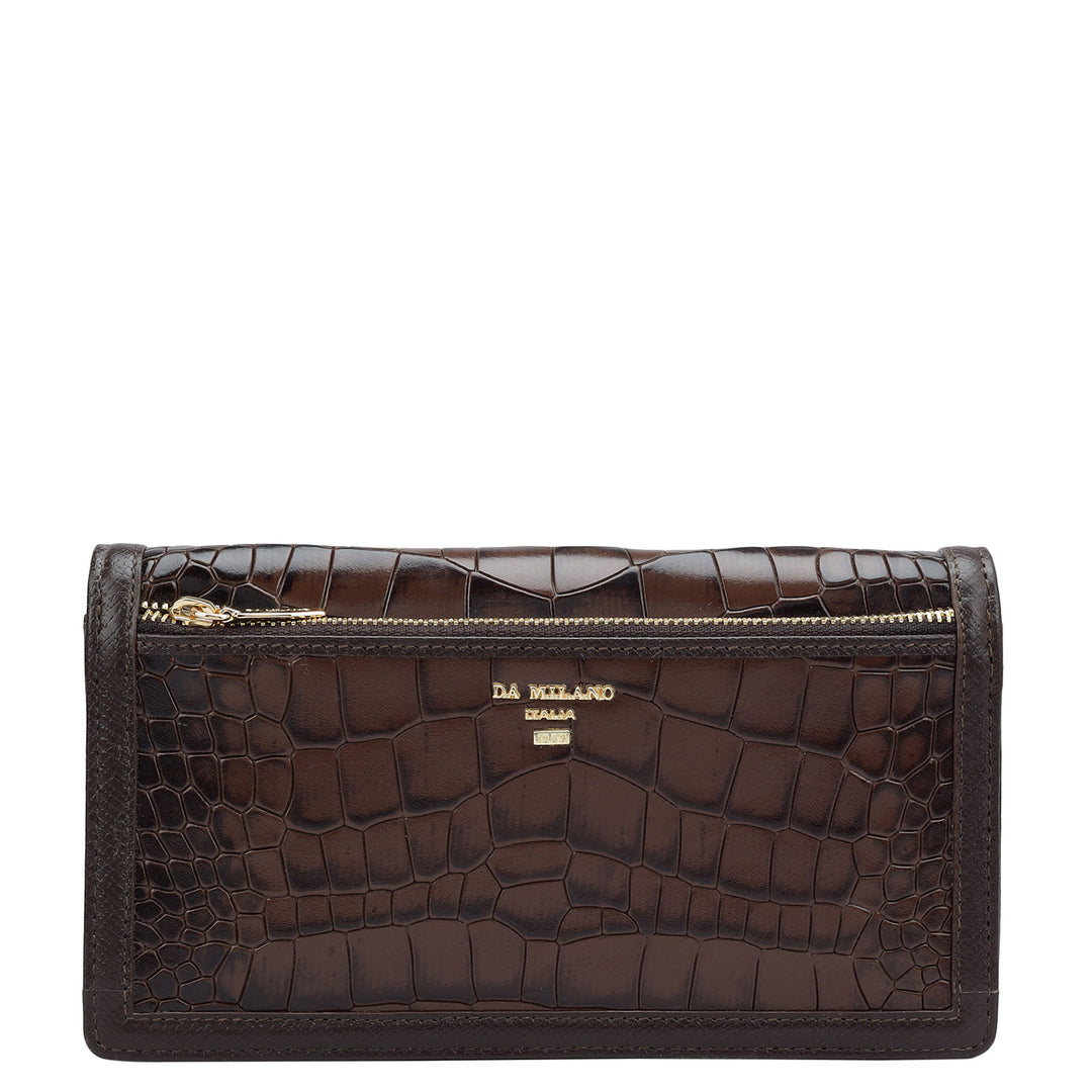 Croco Leather Ladies Sling Wallet - Brown