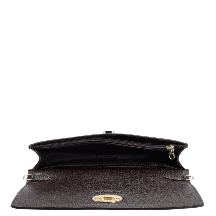 Croco Leather Ladies Sling Wallet - Brown