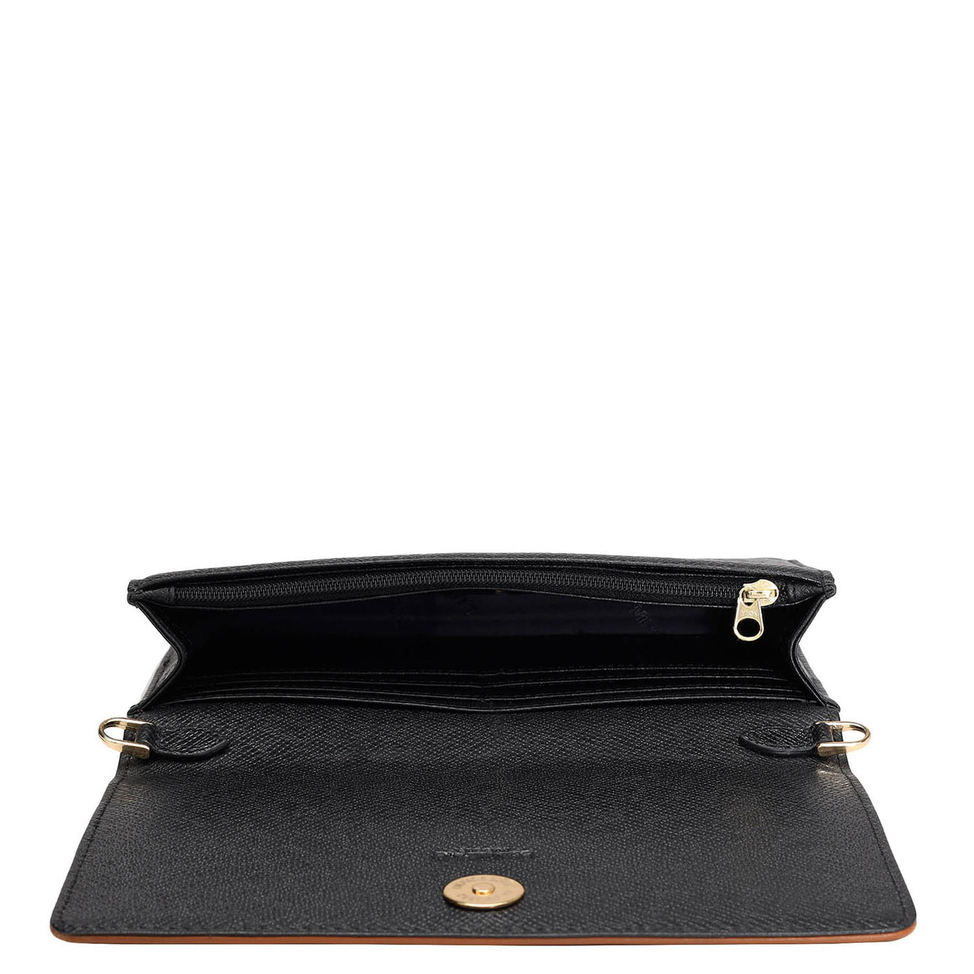 Monogram Leather Ladies Sling Wallet - Black