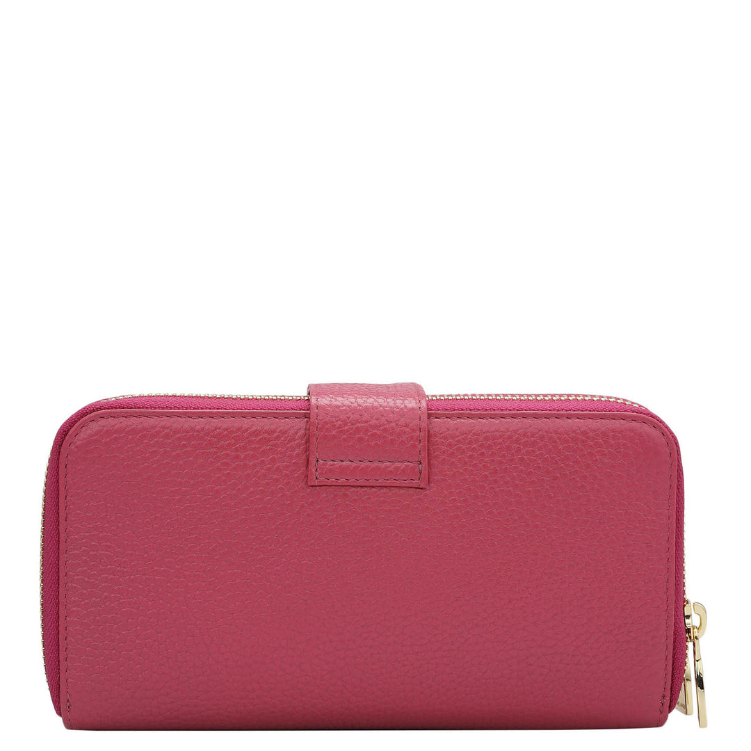 Wax Leather Ladies Sling Wallet - Majenta