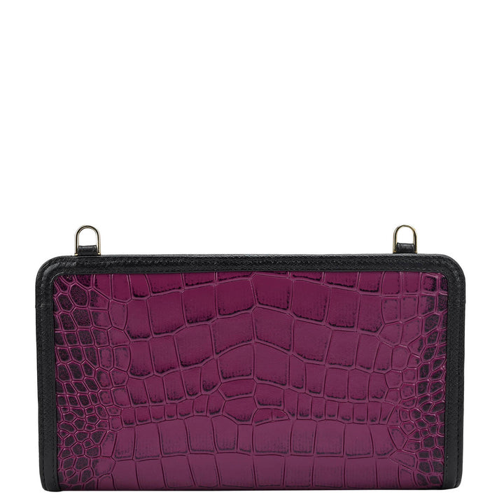 Croco Leather Ladies Sling Wallet - Orchid