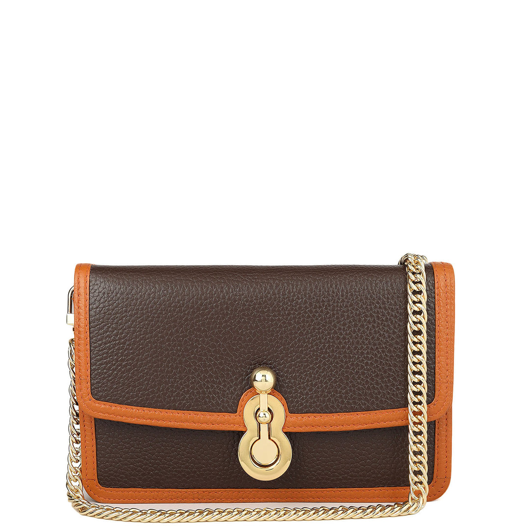 Wax Leather Ladies Sling Wallet - Chocolate